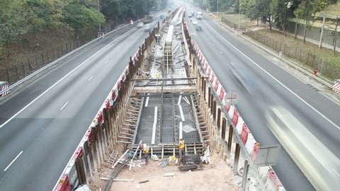 Time lapse of road construction projects in Hong Kong