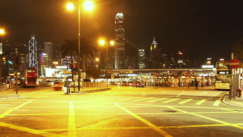 HONG KONG - NOVEMBER 14: Time lapse of Hong Kong Traffic at Night - Tsim Sha