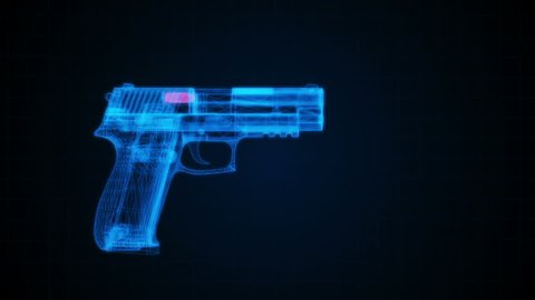 3d animation of shooting from a pistol in a target