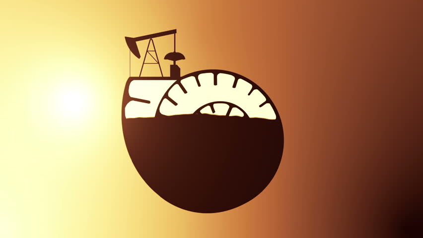 Fossil fuel oil pump animation stock footage. Iconography animation of an Oil