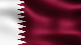 Flag of Qatar, fluttering in the wind. Seamless looping video. 3D rendering.  4K, 3840x2160.