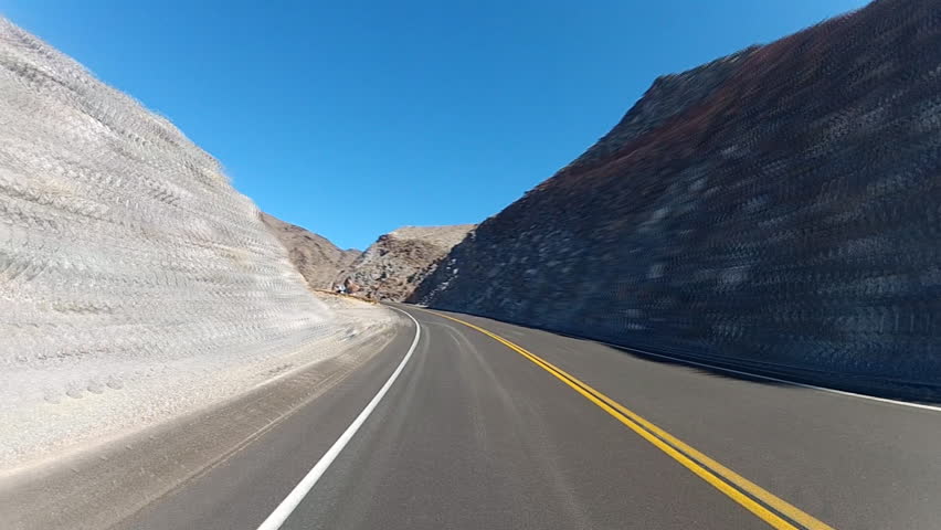 Leaving Death Valley, tima-lapse, rear-view