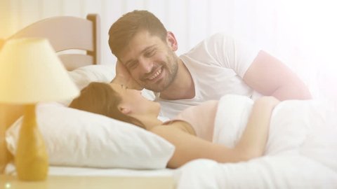 Man Woman Kissing On Bed Stock Footage Video (100% Royalty-free