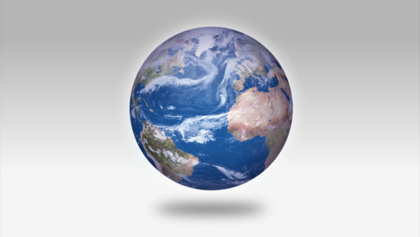 A rotating Earth on a white background.  Focus on North America. Alpha matte