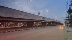 Concrete overpass And taxis are driving in Thailand