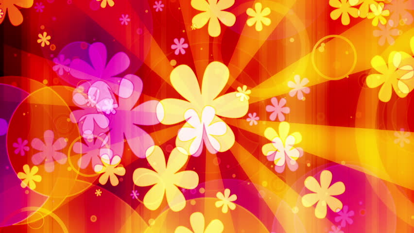 Bright Flowers Retro Looping Animated Background  Royalty-Free Stock Footage #2806315