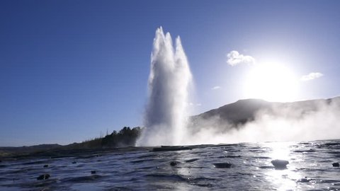 Erupting of a geysir in Iceland