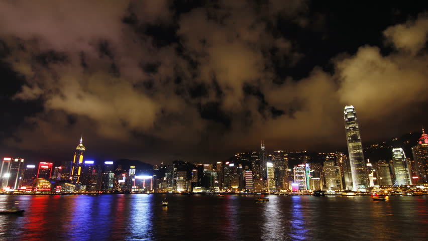 Symphony of Lights on Victoria Harbour in Hong Kong ( Time lapse )