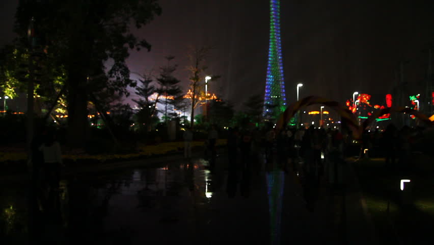 GUANGZHOU - NOVEMBER 28: Time lapse of Night Celebrations on Guangzhou Flower