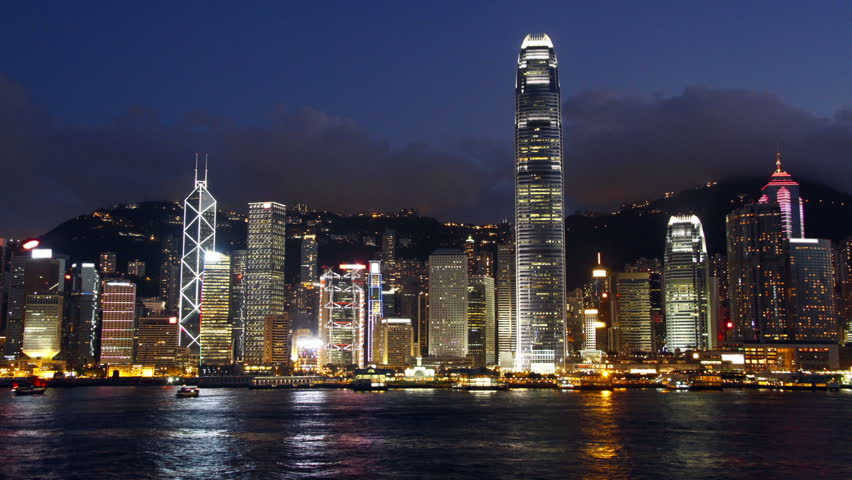 Hong Kong Victoria Harbor At Night