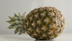 Close-up of pineapple laid down 4K 2160p 30fps UltraHD tilting footage -   Ananas comosus exotic fruit slow tilt 4K 3840X2160 UHD  video