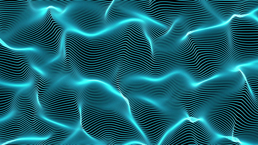 Neon abstract waves on black background - surface made of lines - seamless loop | Shutterstock HD Video #28095097