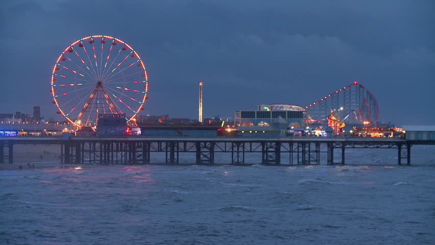 blackpool waterfront blue hour Stock Footage Video (100% Royalty-free ...