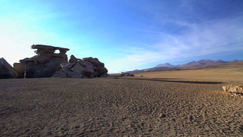 View of The Rock Tree in Eduardo Avaroa National Reserve Altiplano a dry Extreme Terrain Wilderness Bolivia South America