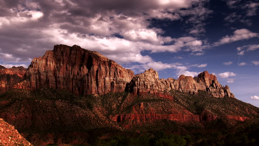 Colorful landscape of mountains and sky at Zion National Park, Utah in 4K | Shutterstock HD Video #28098163