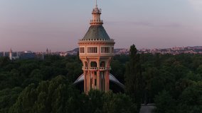 Aerial view of the Margaret Island in Budapest sunrise