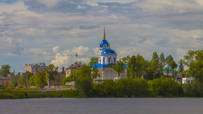 Christian church. Russia Perm. Timelapse