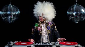 amazing DJ grandma, in a disco setting.  this retired rockers will get the party going