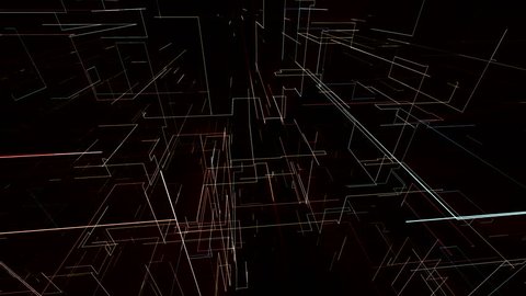 Animated background of multicolored lines drawn at right angles in space on a black background Video Stok
