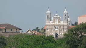 Beautiful and historic architecture of Saint Mary's Cathedral an active. Roman Catholic church in Galle. Sri Lanka. Video 4k UltraHD
