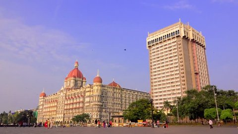 INDIA: Time lapse shot of a Taj Hotel in Mumbai, Maharashtra, India