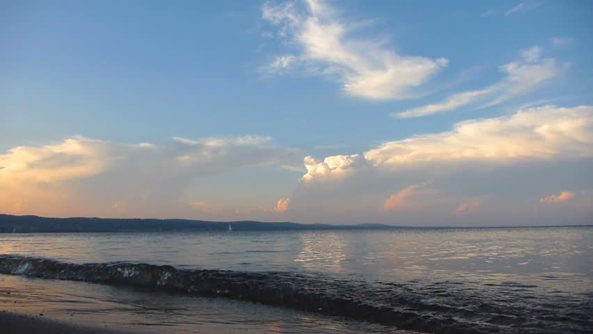 Storm clouds develop over Lake Superior in Duluth Minnesota on summer day, time