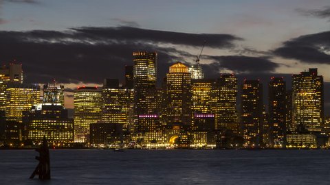 Time Lapse Boston Skyline at Night