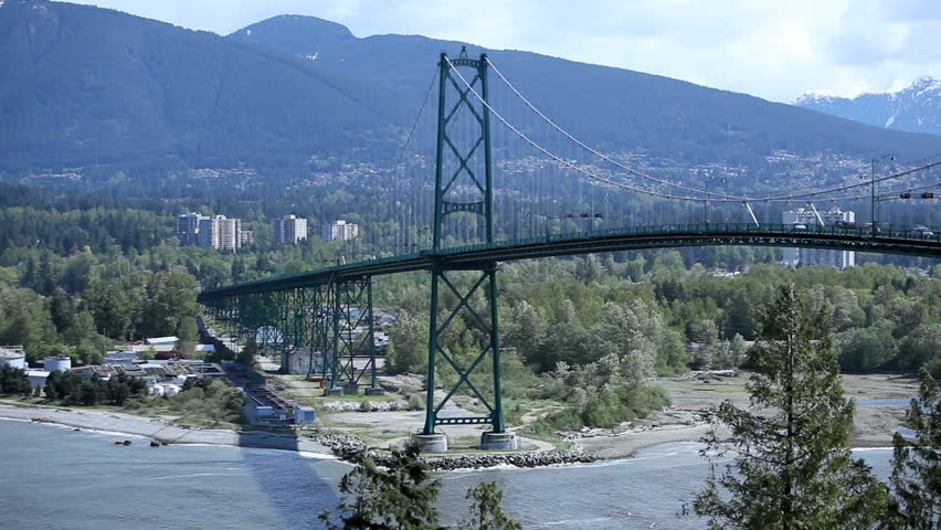 Lions Gate Bridge at Stanley Park in Vancouver, British Columbia, Canada 
