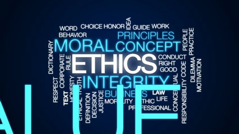 Ethics animated word cloud, text design animation.