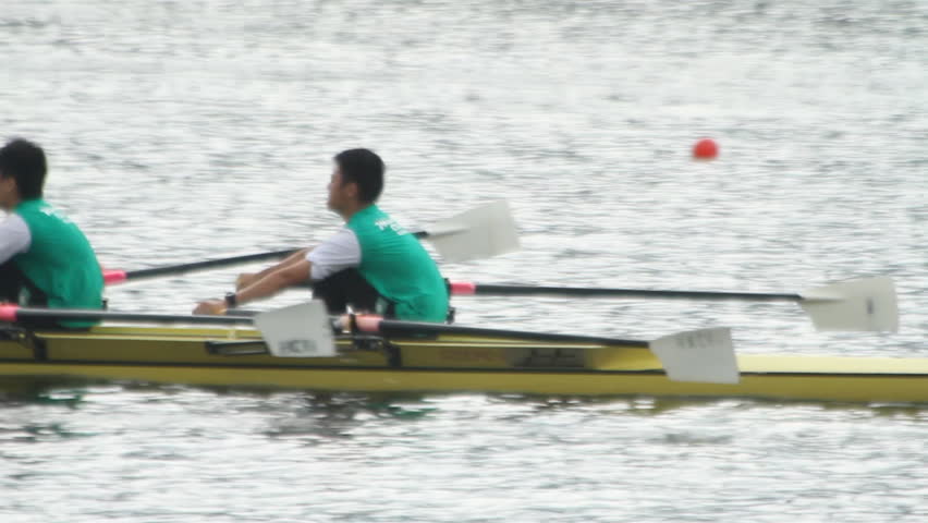 HONG KONG, CHINA - NOVEMBER 5: Two men rowing in racing contest on November 5,