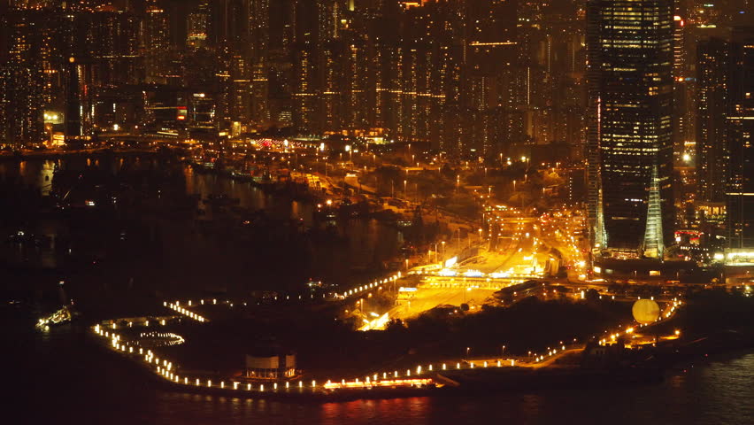 West Kowloon at night - West Kowloon is a part of Kowloon, Hong Kong situated