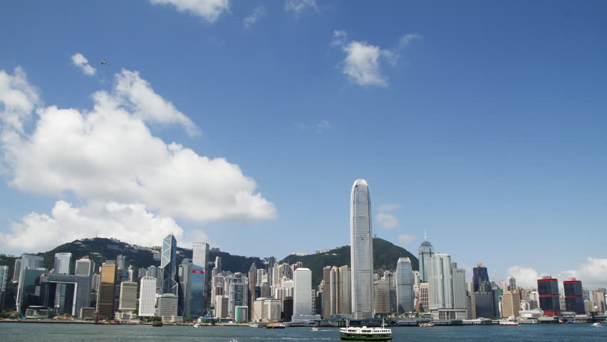 HongKong Skyline and victoria habour - tilt down