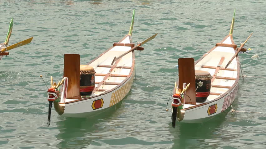 Dragon boats on Victoria Harbor, Hong Kong.