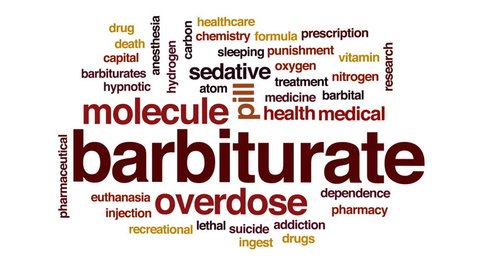 Barbiturate animated word cloud, text design animation.