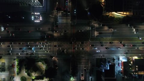 Top View of Faria Lima x Juscelino Kubitschek avenue in Sao Paulo, Brazil Stock Video