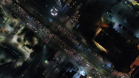 Top View of Faria Lima x Juscelino Kubitschek avenue in Sao Paulo, Brazil