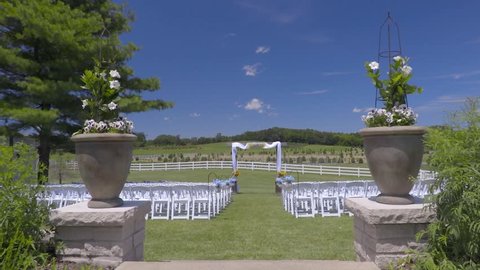 Outdoor wedding ceremony venue on a farm