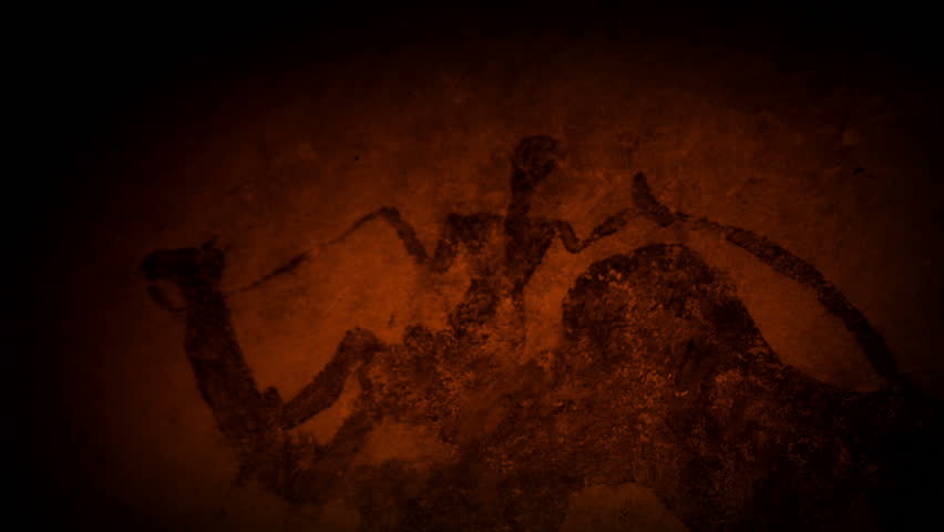 Cave Art Human Figures In Fire Light Royalty-Free Stock Footage #28186009