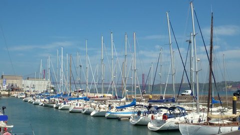 Sailing boats at Belem Marina in Lisbon - LISBON / PORTUGAL - JUNE 14, 2017