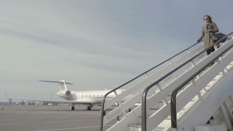 Passenger Airplane Boarding Stairs On Airport Stock Photo 1867678708 ...