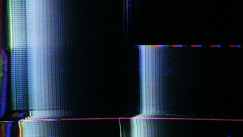 Analog glitch effects with visible CRT cathode tube pattern.