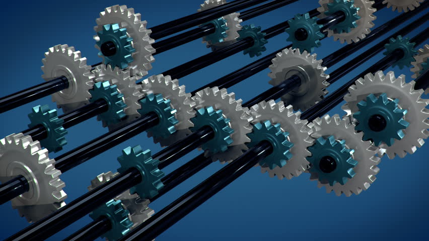 Cogwheels gearbox, looped 3D animation