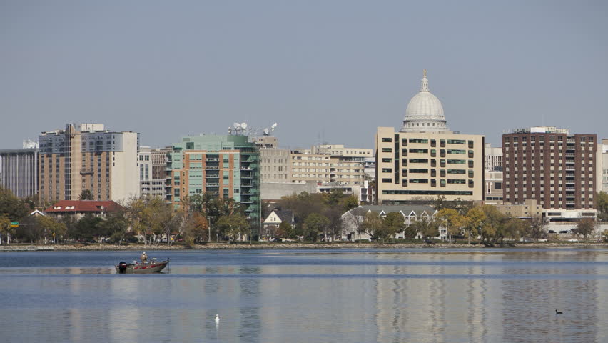 MADISON, WI, USA, OCT 22, 2011: Time lapse Skyline of Madison, Wisconsin with