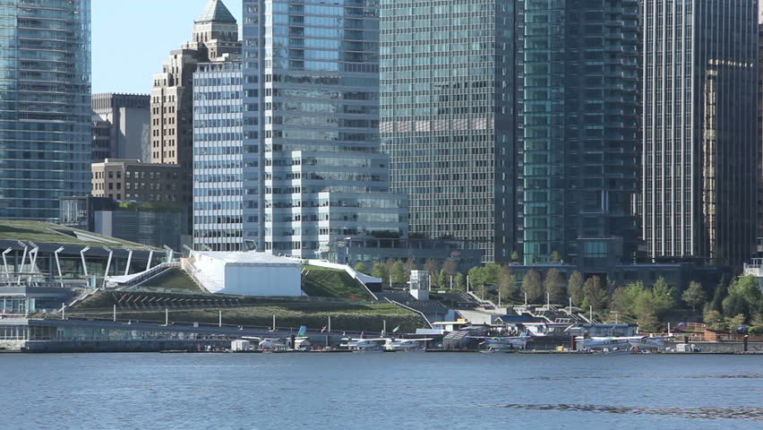 Vancouver Skyline with waterplane airport