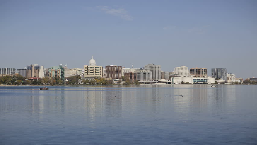 MADISON, WI, USA, OCT 22, 2011: Time lapse Skyline of Madison, Wisconsin with