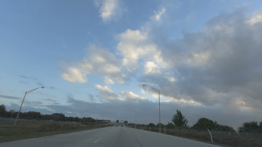 TAMPA BAY, FL - DEC 26: Timelapse of an evening Drive on the Sunshine Skyway