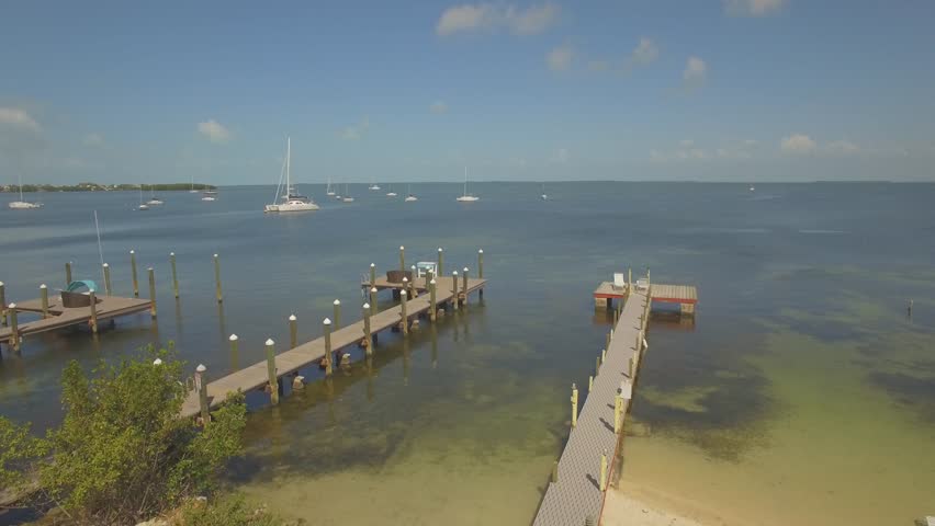 Aerial view of  Key Largo waterfront, Southern Florida, USA. 4K