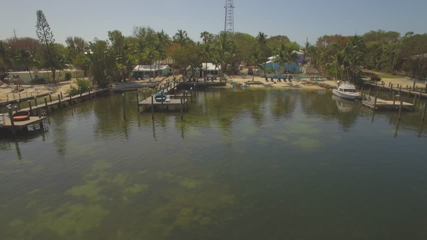 Aerial view of  Key Largo waterfront, Southern Florida, USA. 4K