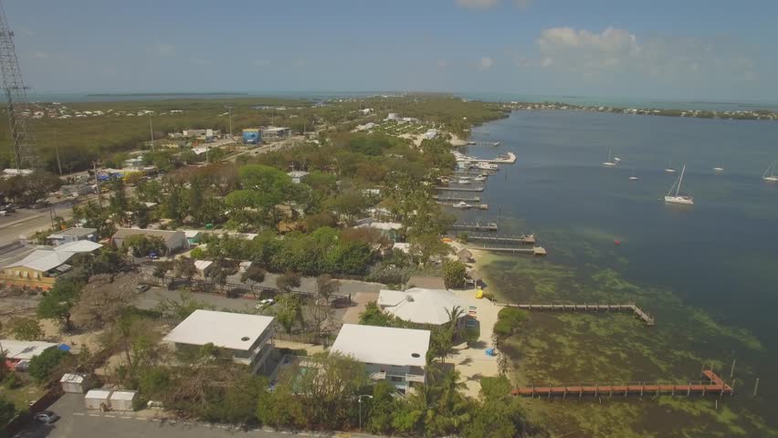 Aerial view of  Key Largo waterfront, Southern Florida, USA. 4K