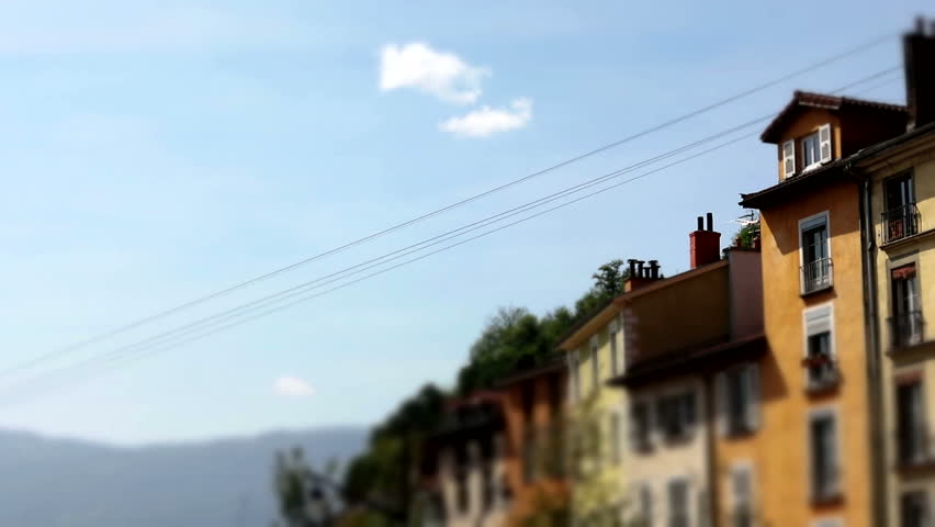 View of the city of Grenoble with cable cars